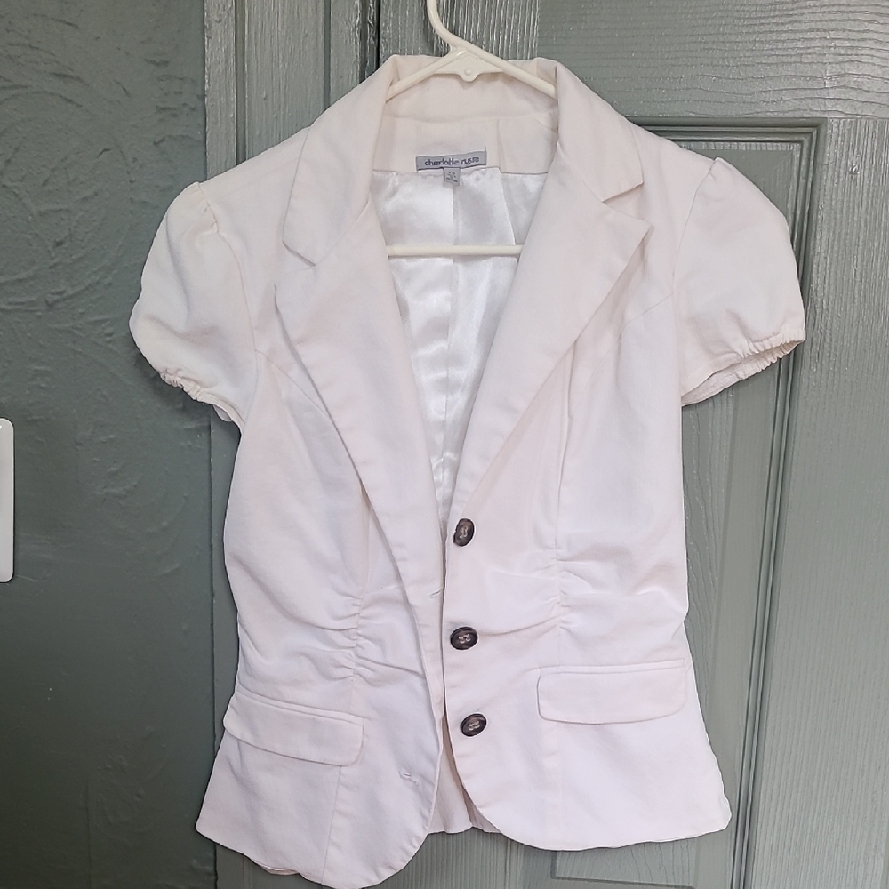 Charlotte Russe Short Sleeve Button-up Blazer
